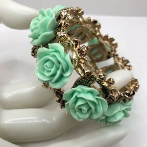 Vintage Gold Bracelet with Mint Roses